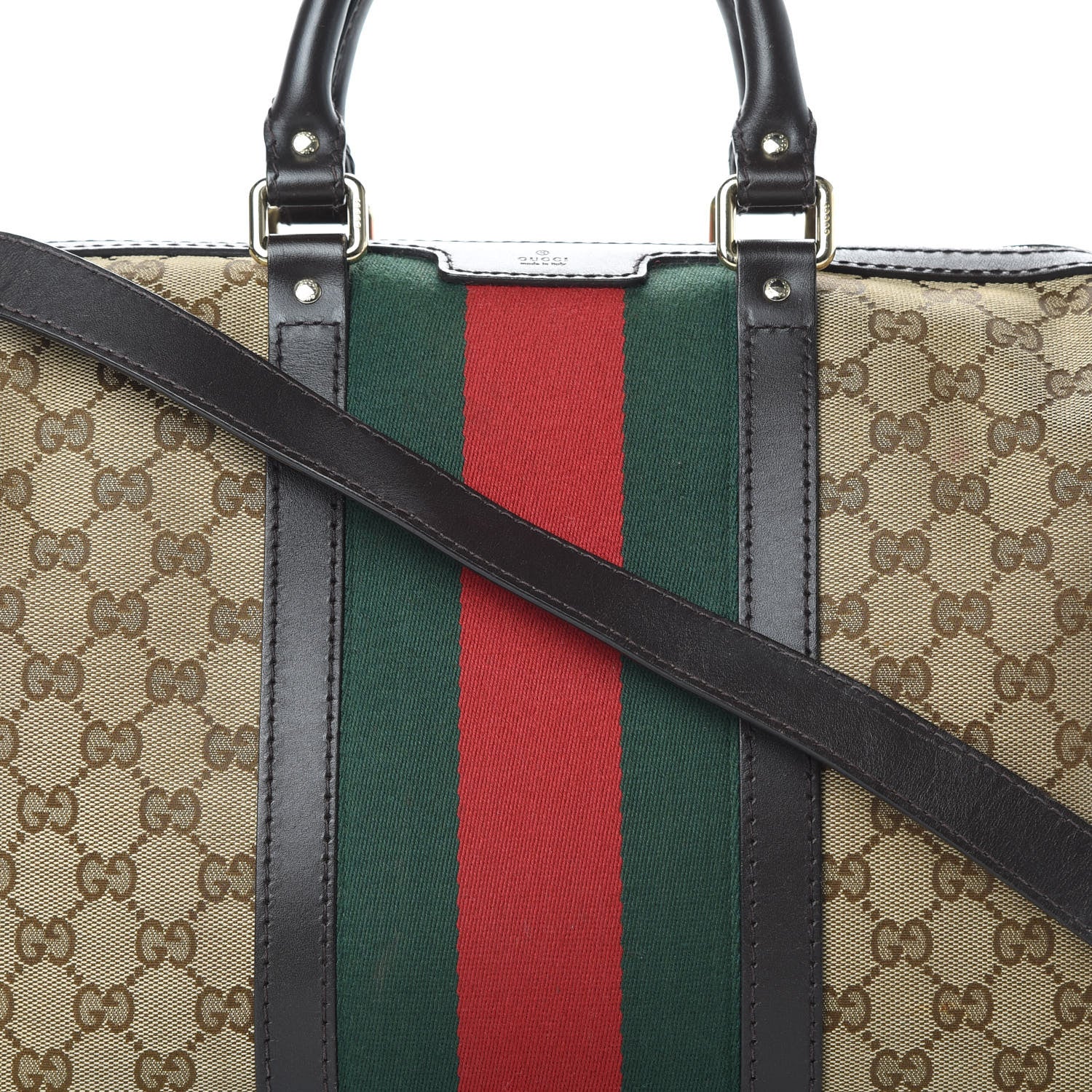 Gucci Monogram Vintage Web Medium Boston Dark Brown 8 of 18