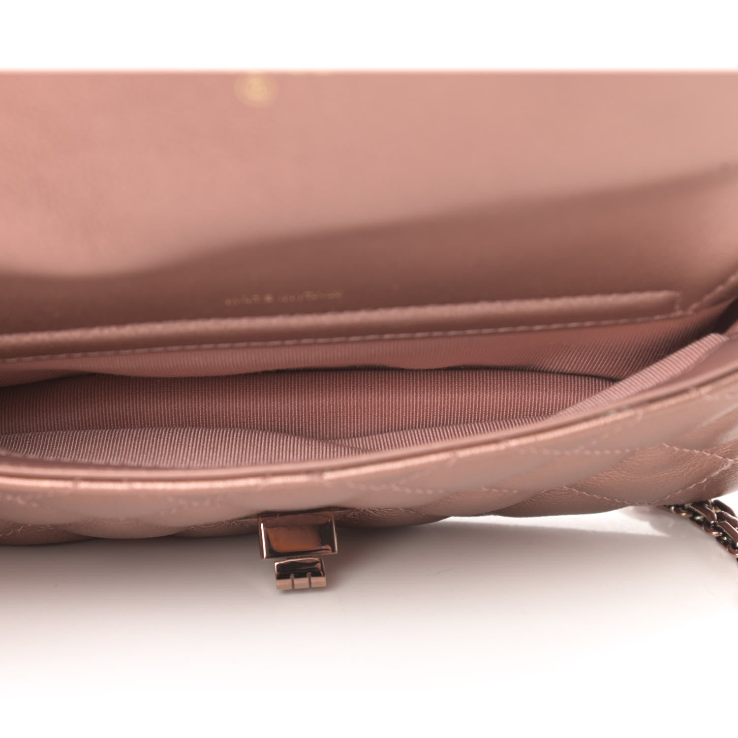Chanel Metallic Grained Calfskin Quilted 2.55 Reissue Phone Holder With Chain Copper 5 of 13
