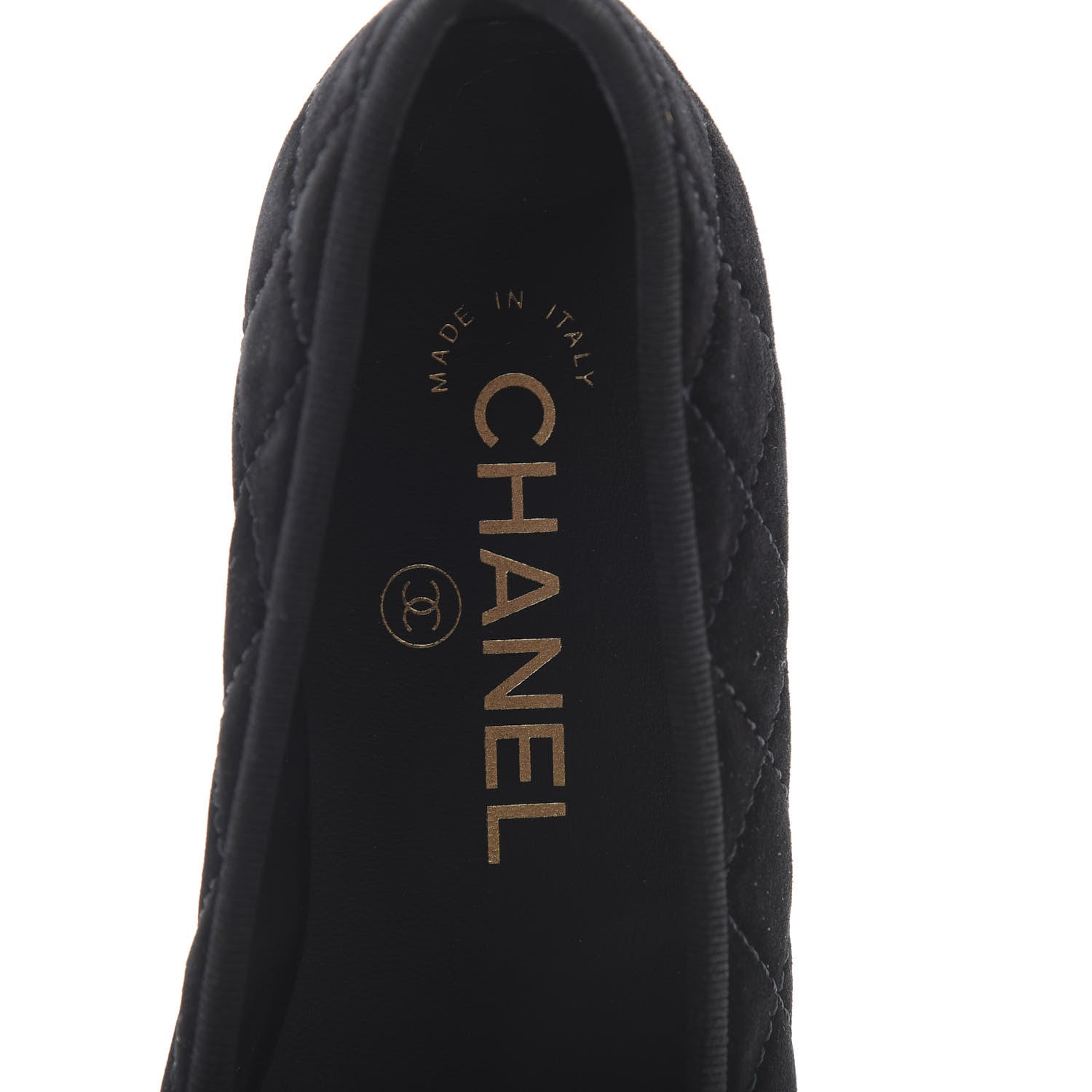 Chanel Suede Calfskin Quilted Cap Toe CC Ballerina Flats 36 Black 7 of 9