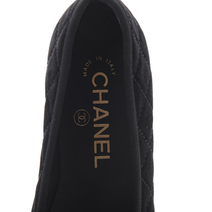 Chanel Suede Calfskin Quilted Cap Toe CC Ballerina Flats 36 Black 7 of 9