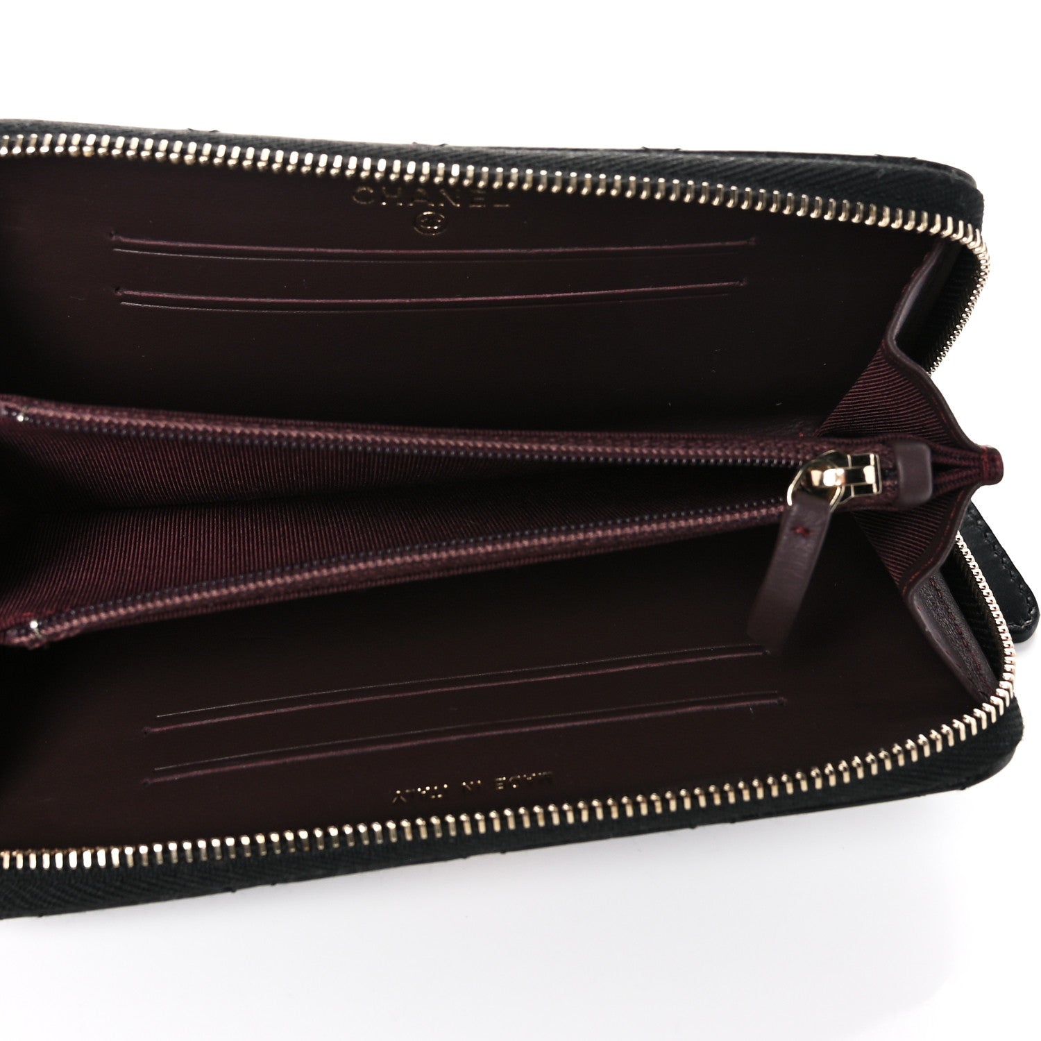 Chanel Aged Calfskin Quilted Small Lucky Charms 2.55 Reissue Zip Around Wallet Black 9 of 17