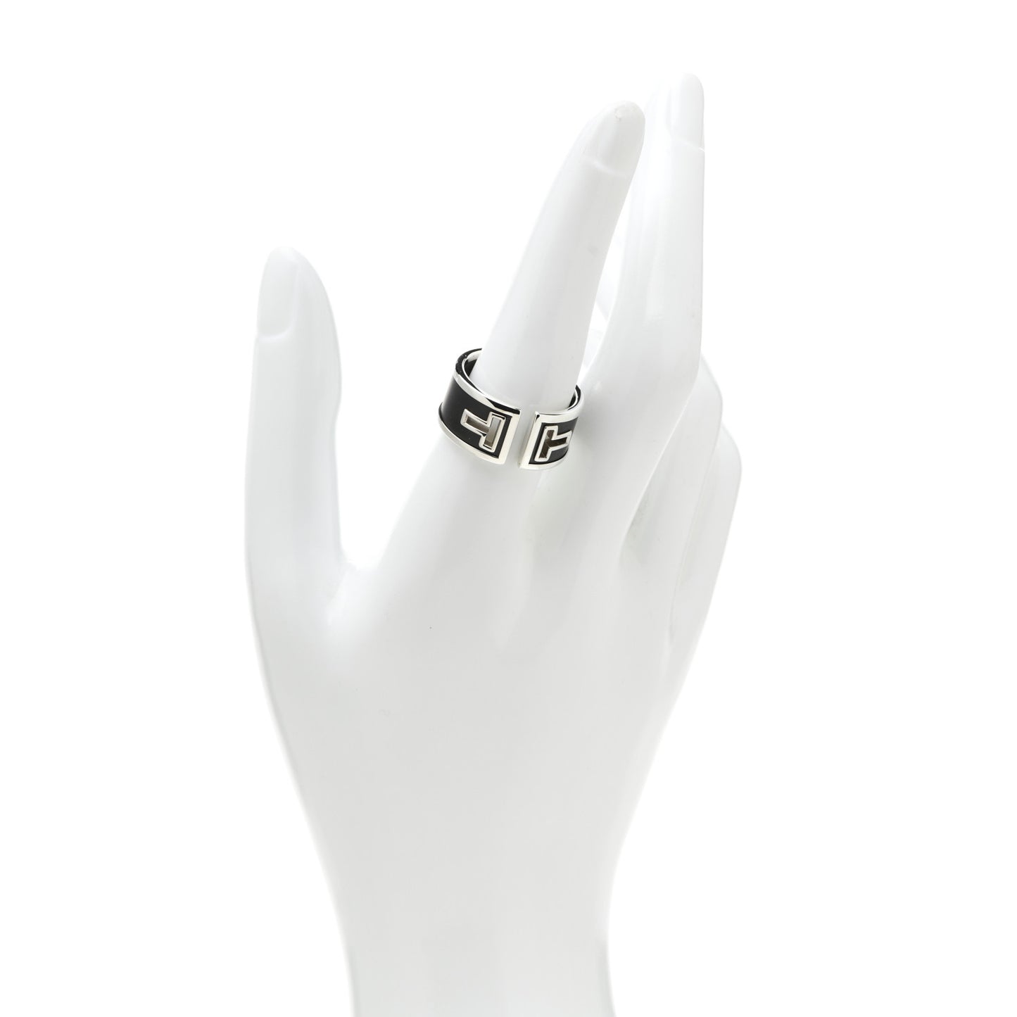 Sterling Silver Black Ceramic T Cutout Ring 57 8