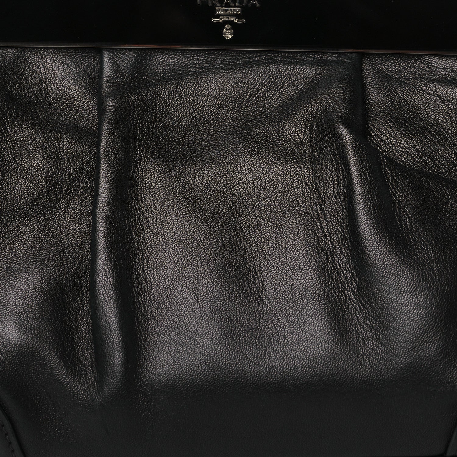 Prada Nappa Kisslock Small Frame Shoulder Bag Black 8 of 12
