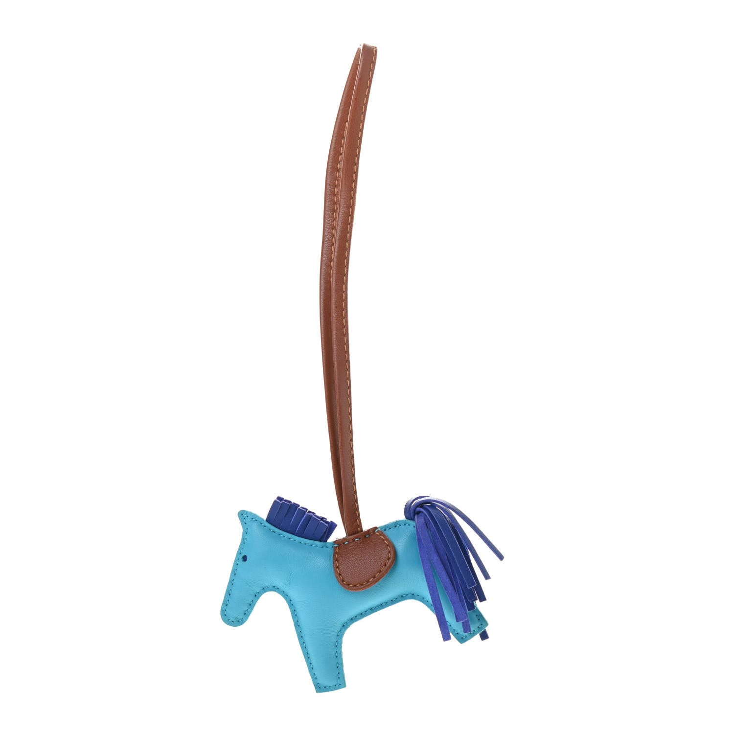 Hermes Milo Lambskin Grigri Rodeo Horse Bag Charm PM Bleu Azteque Bleu Electrique Fauve 1 of 3