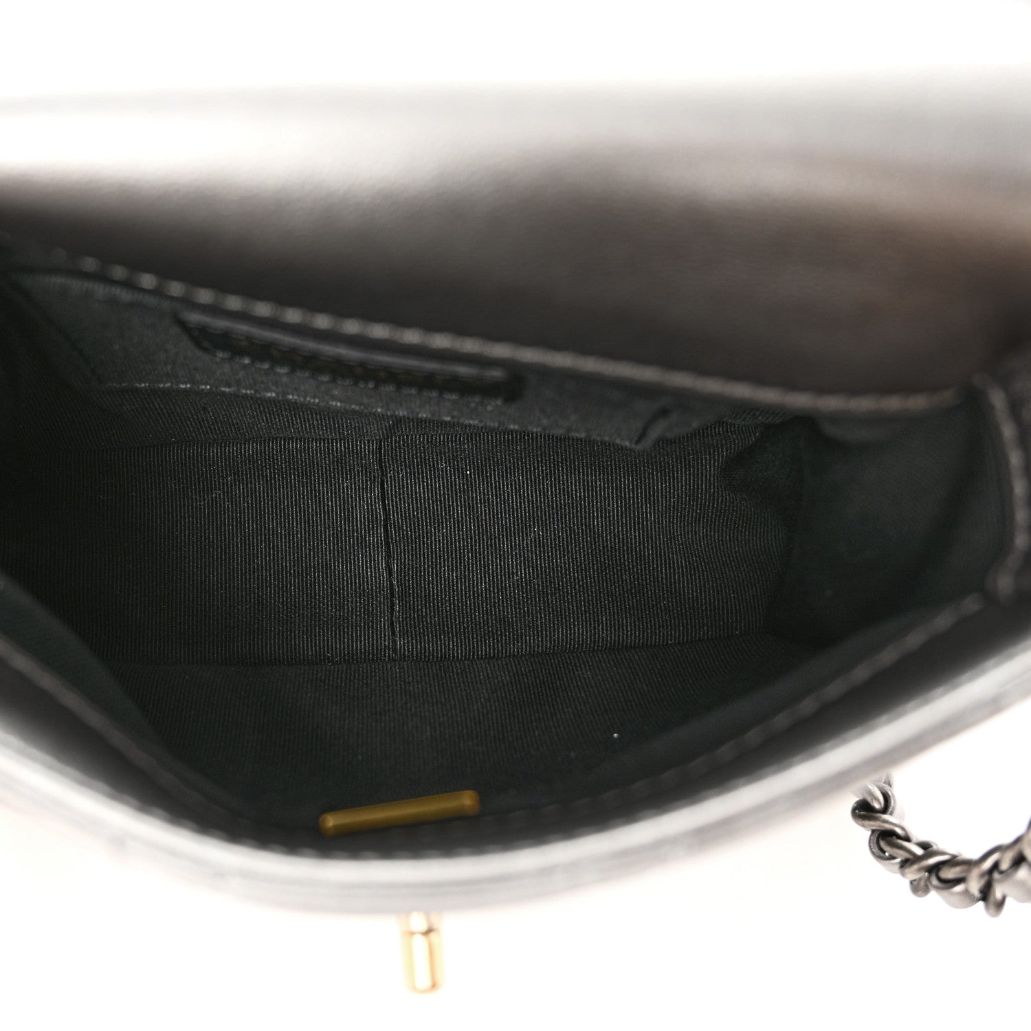 Chanel Metallic Lambskin Quilted Mini Side Note Flap Grey 5 of 10