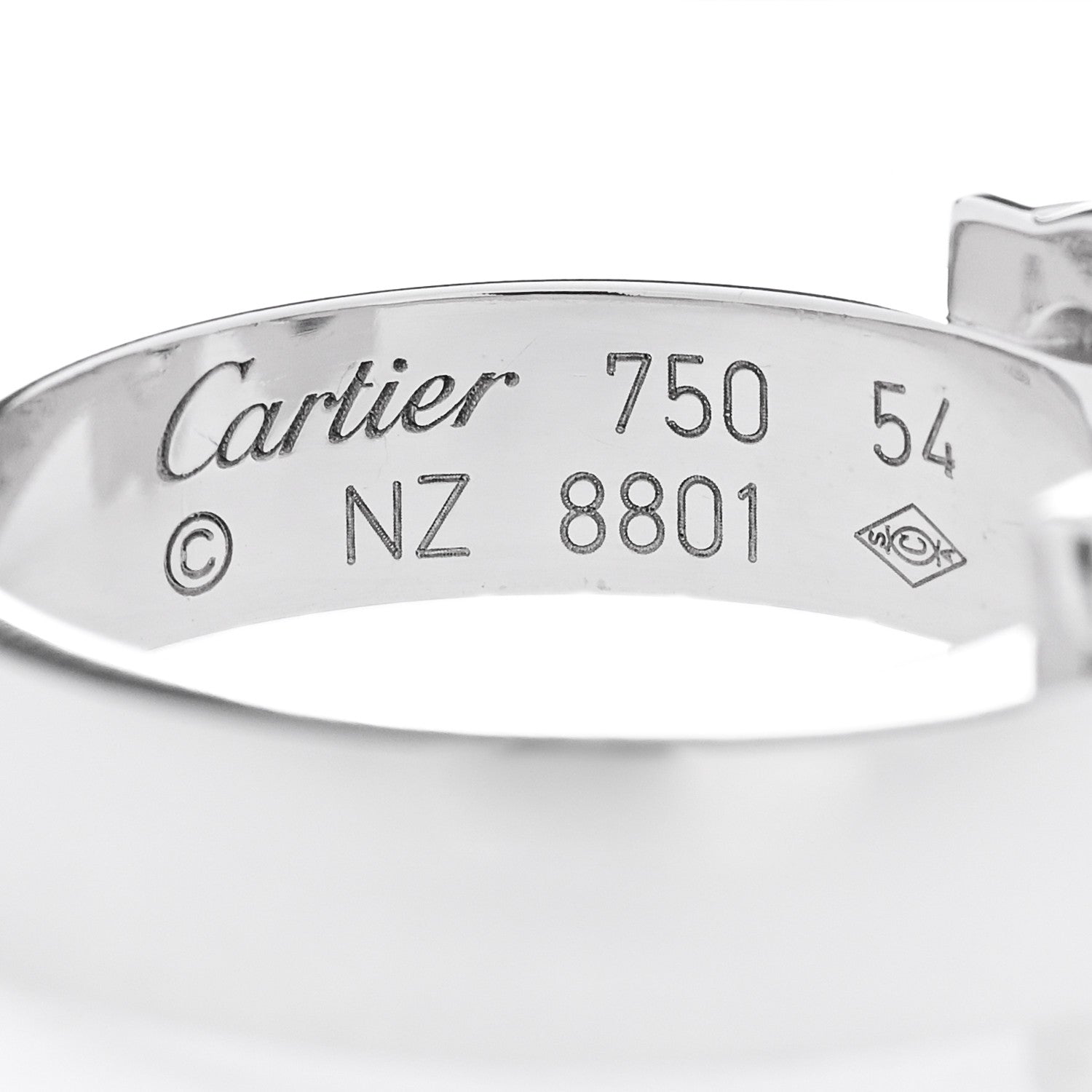Cartier 18K White Gold Diamond C De Cartier Ring 54 7 4 of 5