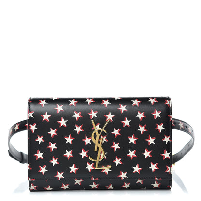 Saint Laurent Smooth Calfskin Star Print Monogram Kate Belt Bag Black Ivory Red 1 of 10