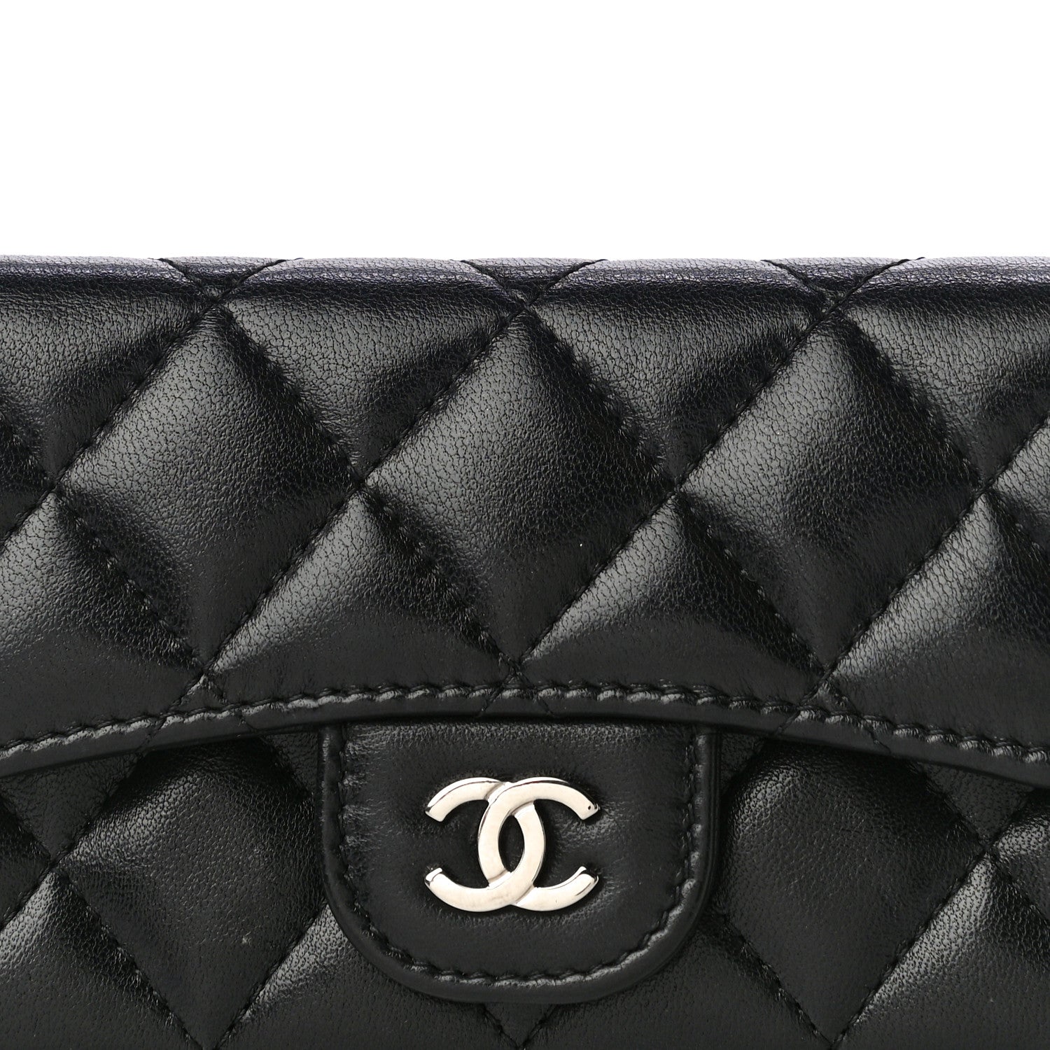 Chanel Lambskin Quilted Flap Card Holder Wallet Black 9 of 18