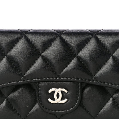 Chanel Lambskin Quilted Flap Card Holder Wallet Black 9 of 18