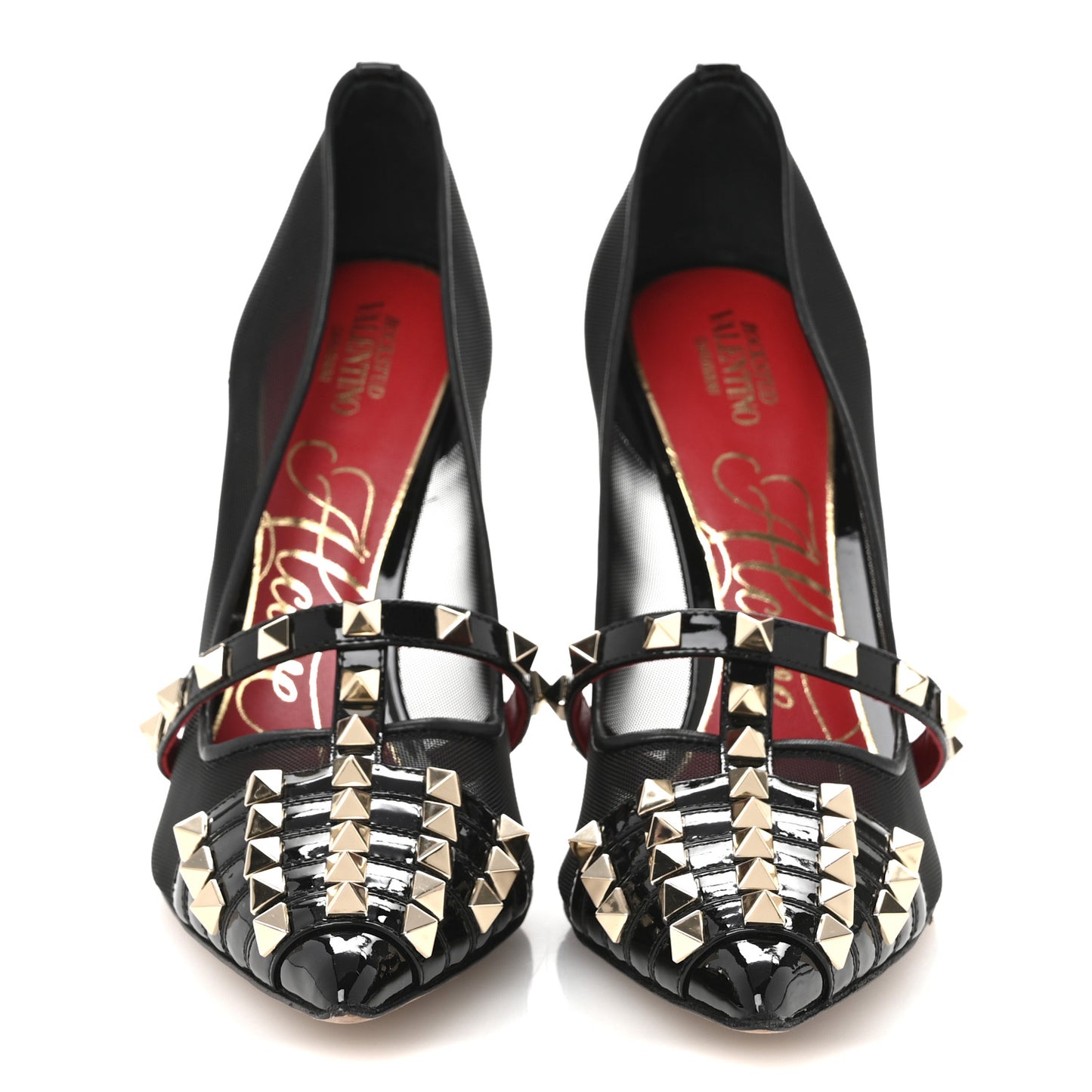 Mesh Patent Rockstud Alcove 100mm Pumps 39.5 Black