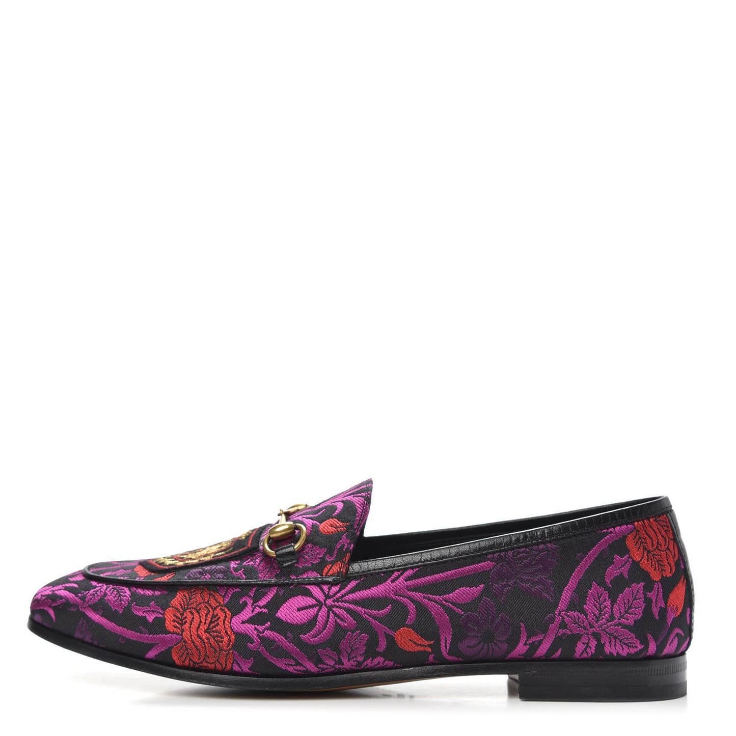 Jacquard Floral Womens Horsebit Jordaan Loafers 40.5 Black Begonia