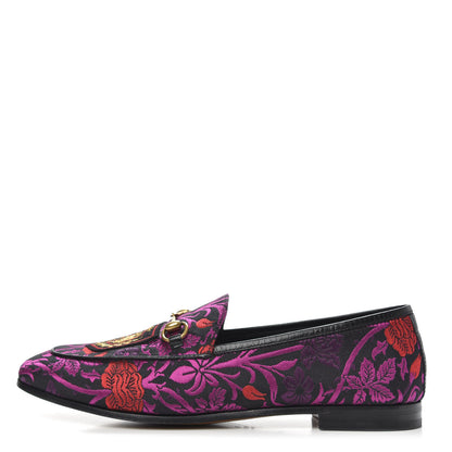 Gucci Jacquard Floral Womens Horsebit Jordaan Loafers 40.5 Black Begonia 1 of 9