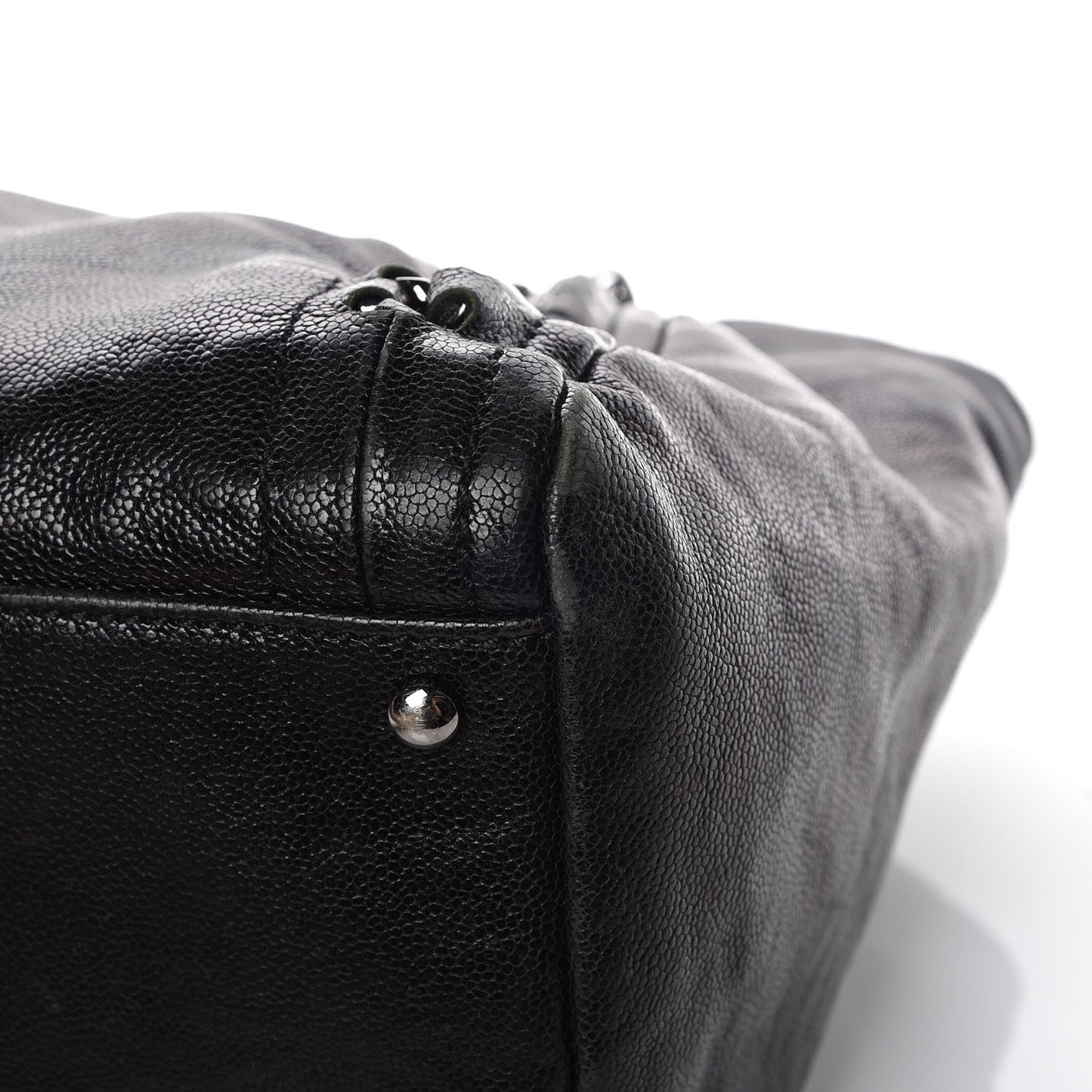 Glazed Caviar East West Modern Chain Tote Black