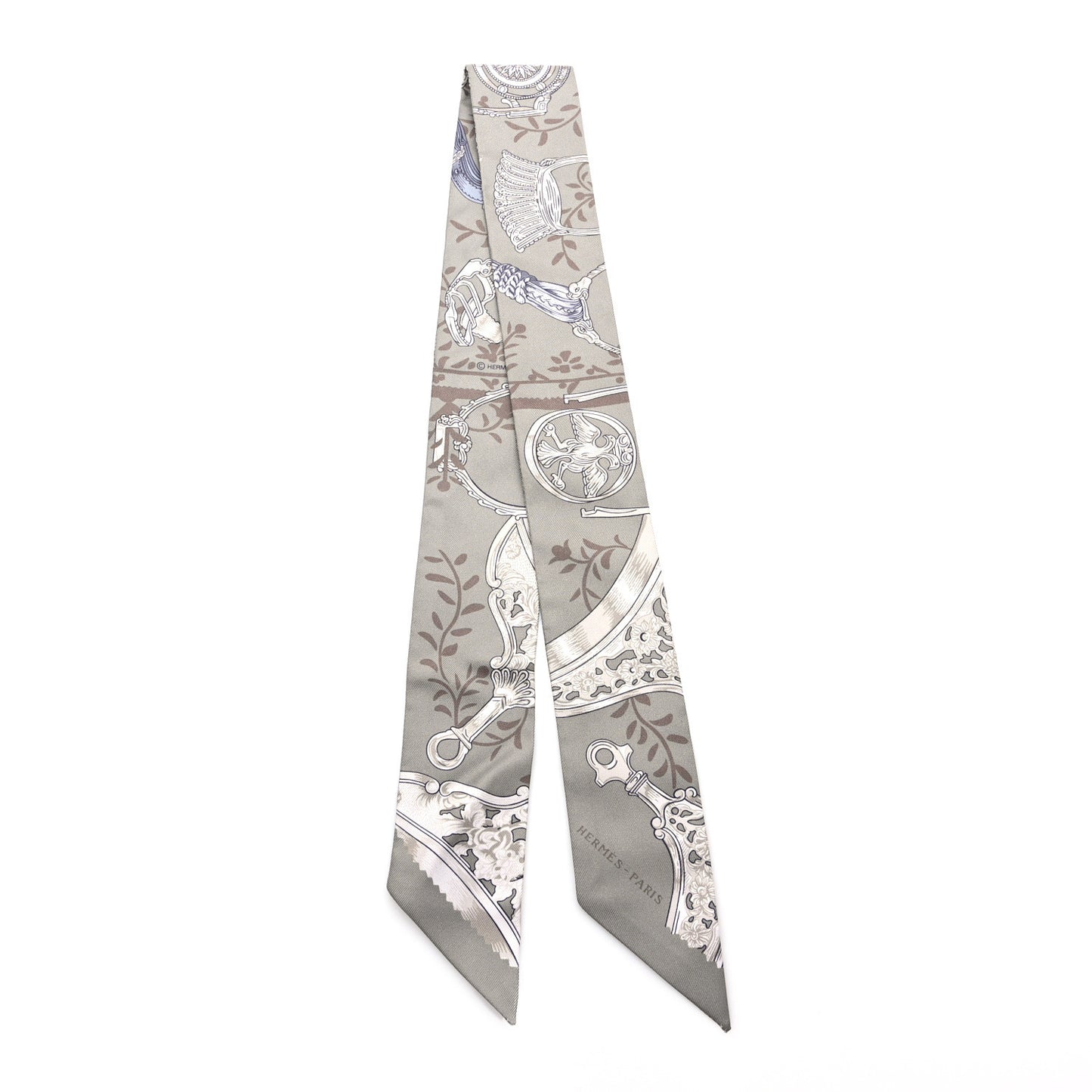 Silk Etriers Remix Twilly Sauge Marron Argent