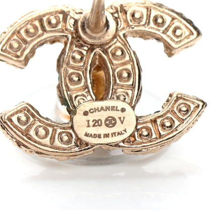 Chanel Pearl Crystal CC Stud Earrings Gold 4 of 4