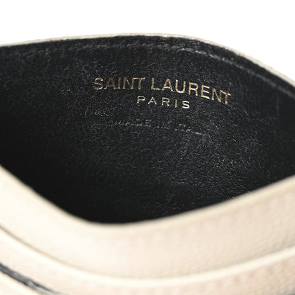 Saint Laurent Grain De Poudre Matelasse Chevron Monogram Credit Card Case Crema Soft 6 of 10
