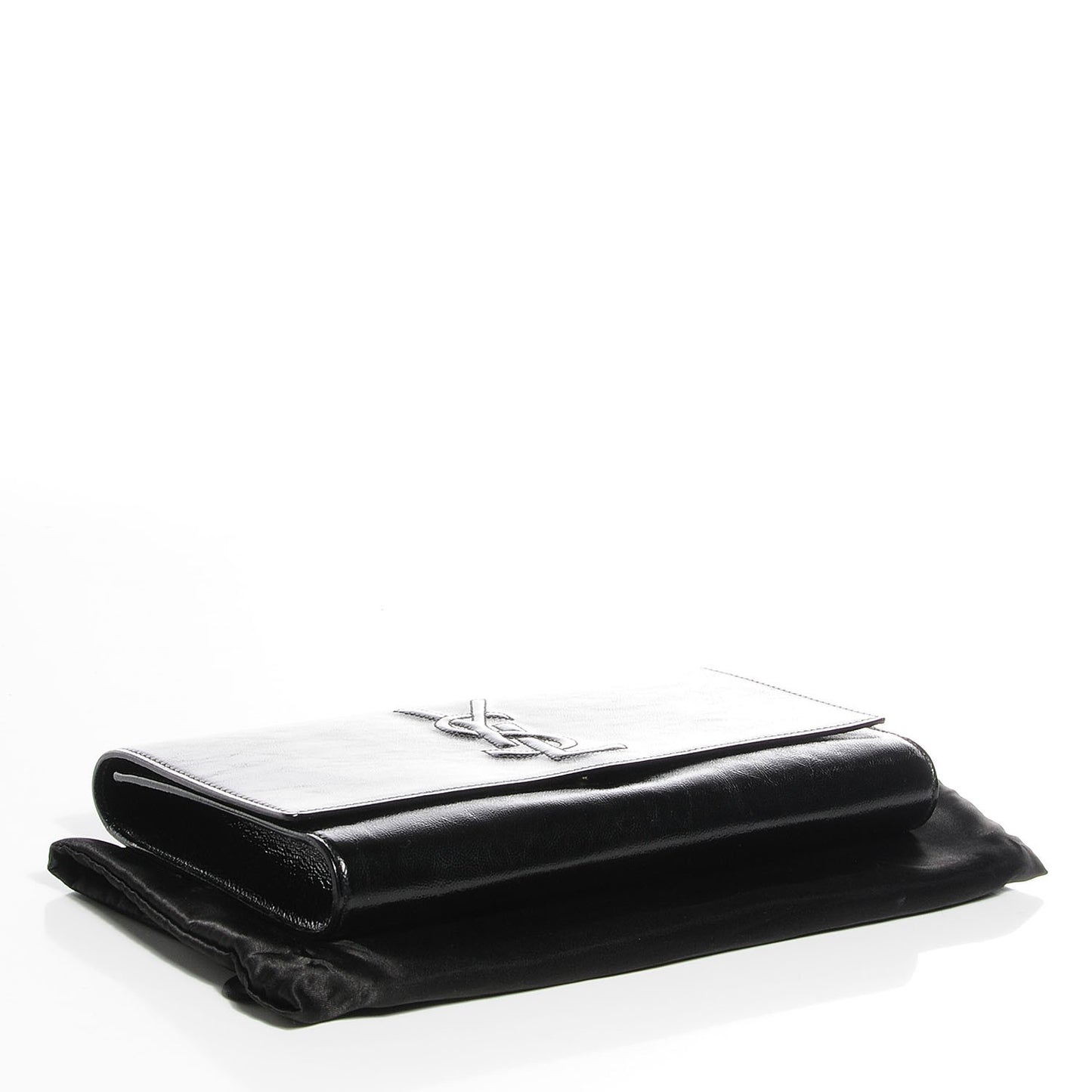 Textured Patent Monogram Large Belle De Jour Clutch Black