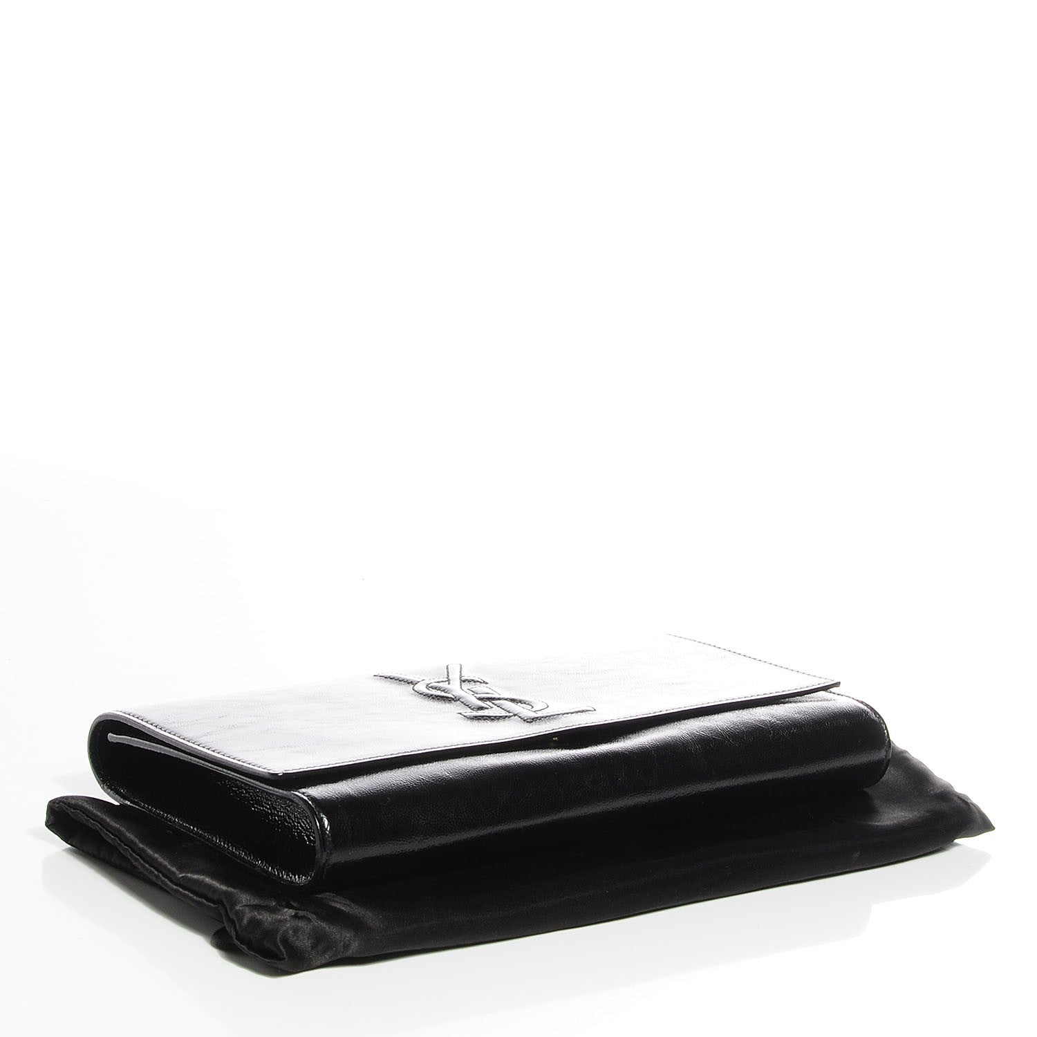 Saint Laurent Textured Patent Monogram Large Belle De Jour Clutch Black 4 of 7