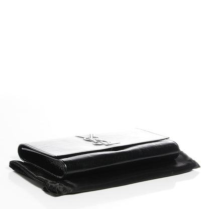 Saint Laurent Textured Patent Monogram Large Belle De Jour Clutch Black 4 of 7