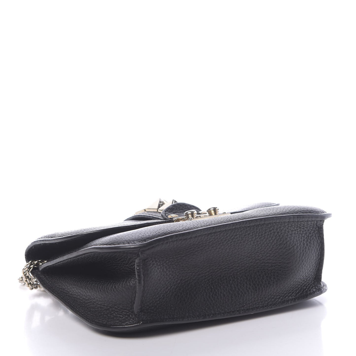 Grained Calfskin Small Glam Lock Rockstud Flap Black