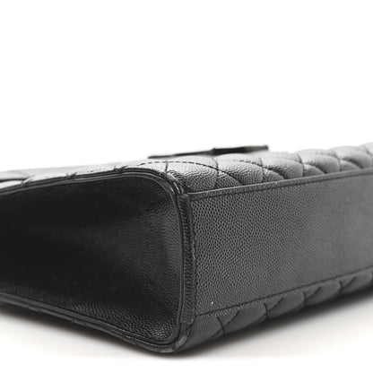 Saint Laurent Grain De Poudre Textured Mixed Matelasse Large Triquilt Monogram Monochrome Satchel Black 9 of 12