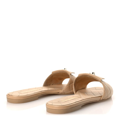 Chanel Lambskin Quilted CC Turnlock Sandals 39 Beige 5 of 14
