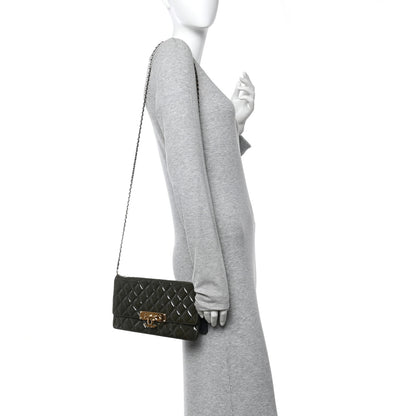 Chanel Patent Quilted Golden Class Wallet on Chain WOC Dark Grey 2 of 10