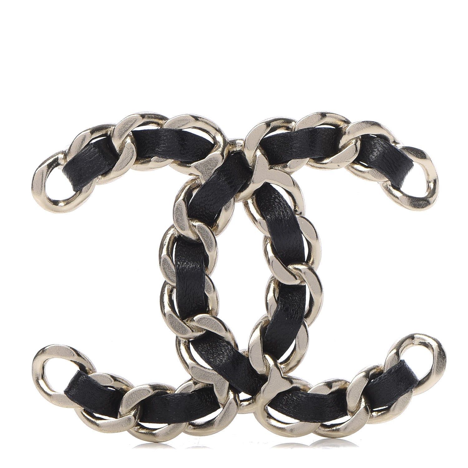 Chanel Lambskin Chain CC Brooch Black Gold 1 of 5