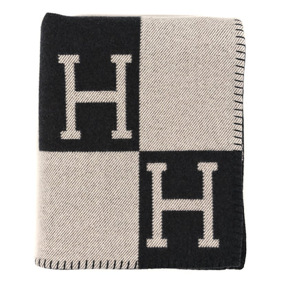 Hermes Wool Cashmere Avalon Blanket Ecru Gris Fonce 1 of 3