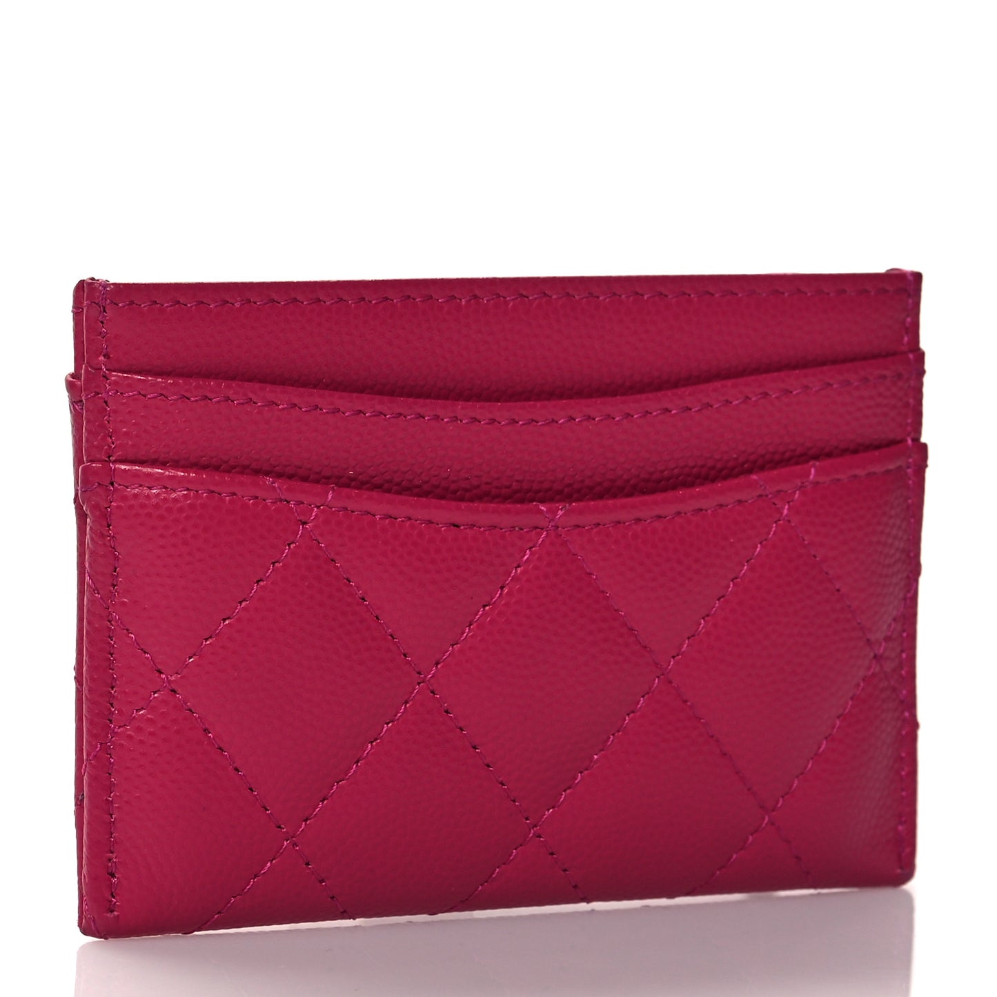 Caviar Quilted Card Holder Fuchsia