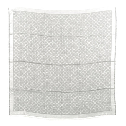 Louis Vuitton Silk Wool Monogram Denim Shawl Pearl Gray 1 of 3