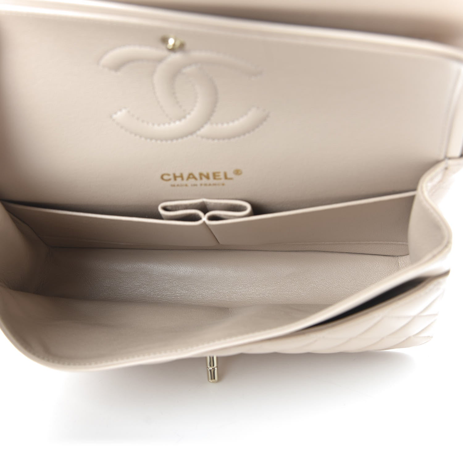 Chanel Lambskin Quilted Medium Double Flap Beige 5 of 11