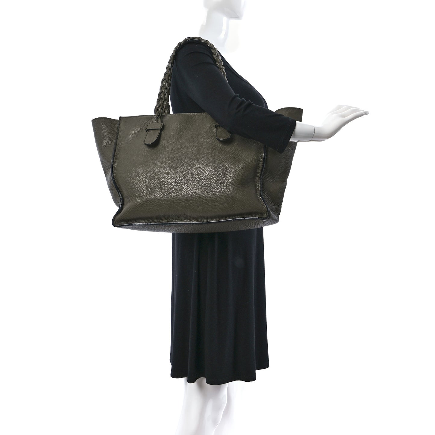 Grained Calfskin To Be Cool Tote Khaki