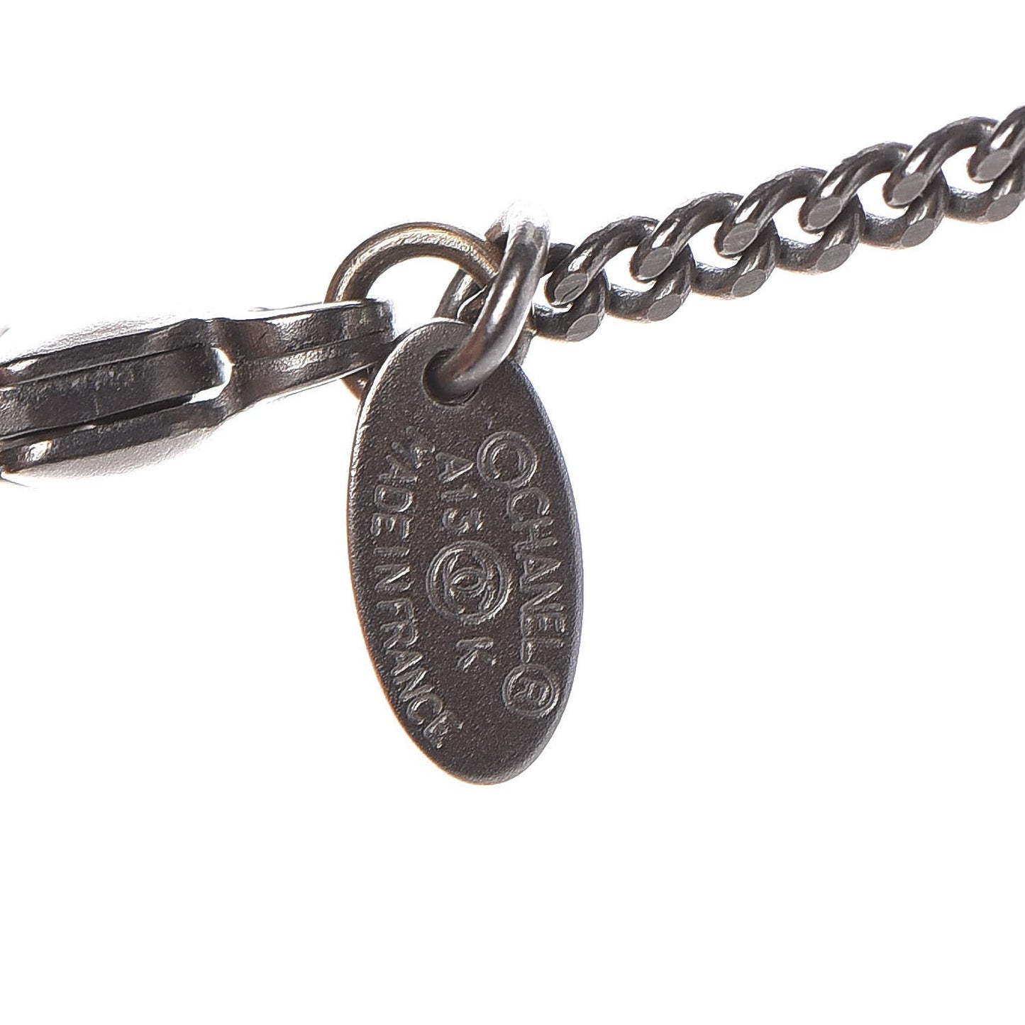 Enamel Map CC Pendant Necklace Dark Silver