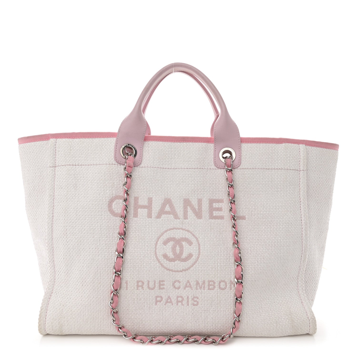 Chanel Woven Straw Raffia Medium Deauville Tote Pink 1 of 10