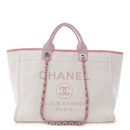 Chanel Woven Straw Raffia Medium Deauville Tote Pink 1 of 10