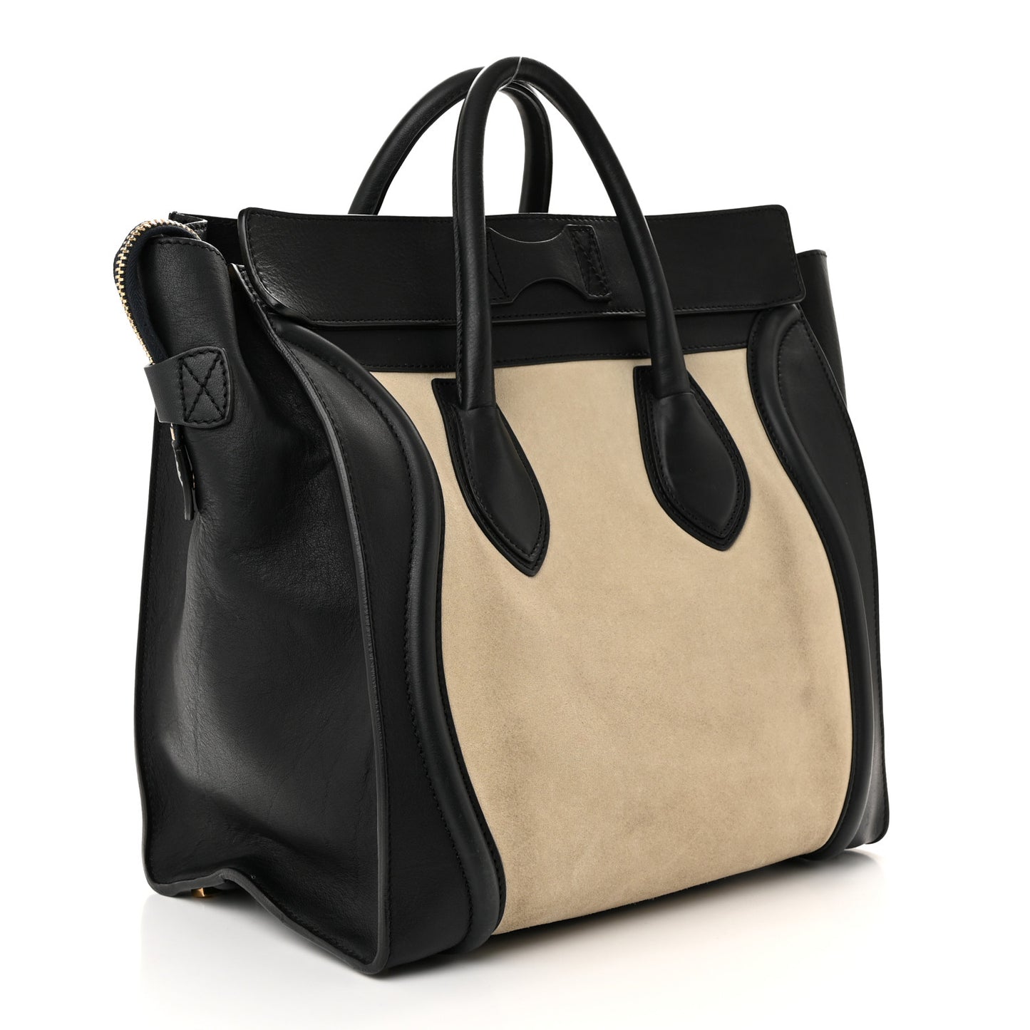 Smooth Calfskin Suede Mini Tri-Color Luggage Light Beige
