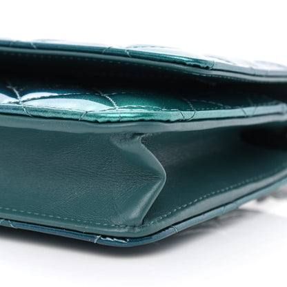 Chanel Shaded Patent Calfskin Quilted Wallet On Chain WOC Green Blue 11 of 12