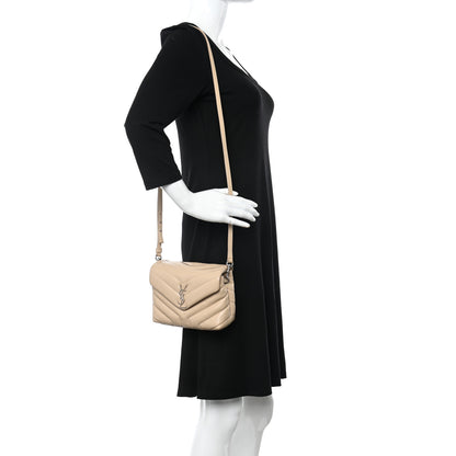 Saint Laurent Calfskin Y Quilted Monogram Toy Loulou Crossbody Bag Nude Powder 2 of 15