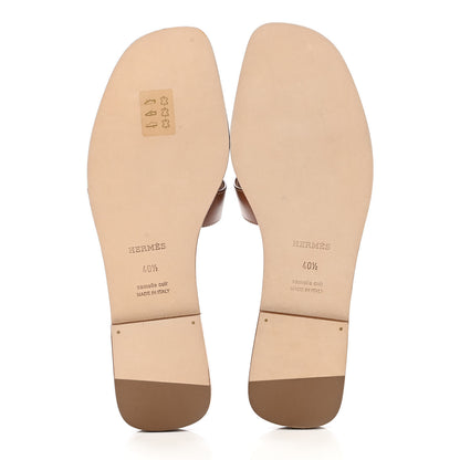 Hermes Box Calfskin Oran Sandals 40.5 Gold 5 of 9