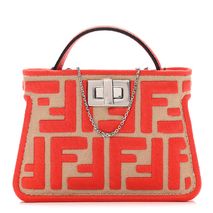 Fendi Canvas Vitello Volanato FF Embroidered Pico Peekaboo Charm Sand Tulipano 1 of 9