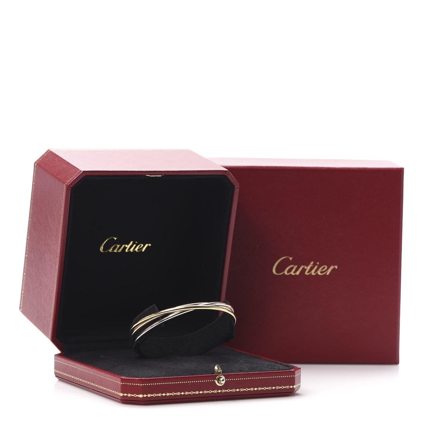 18K Pink Yellow White Gold Trinity Bangle Bracelet 17