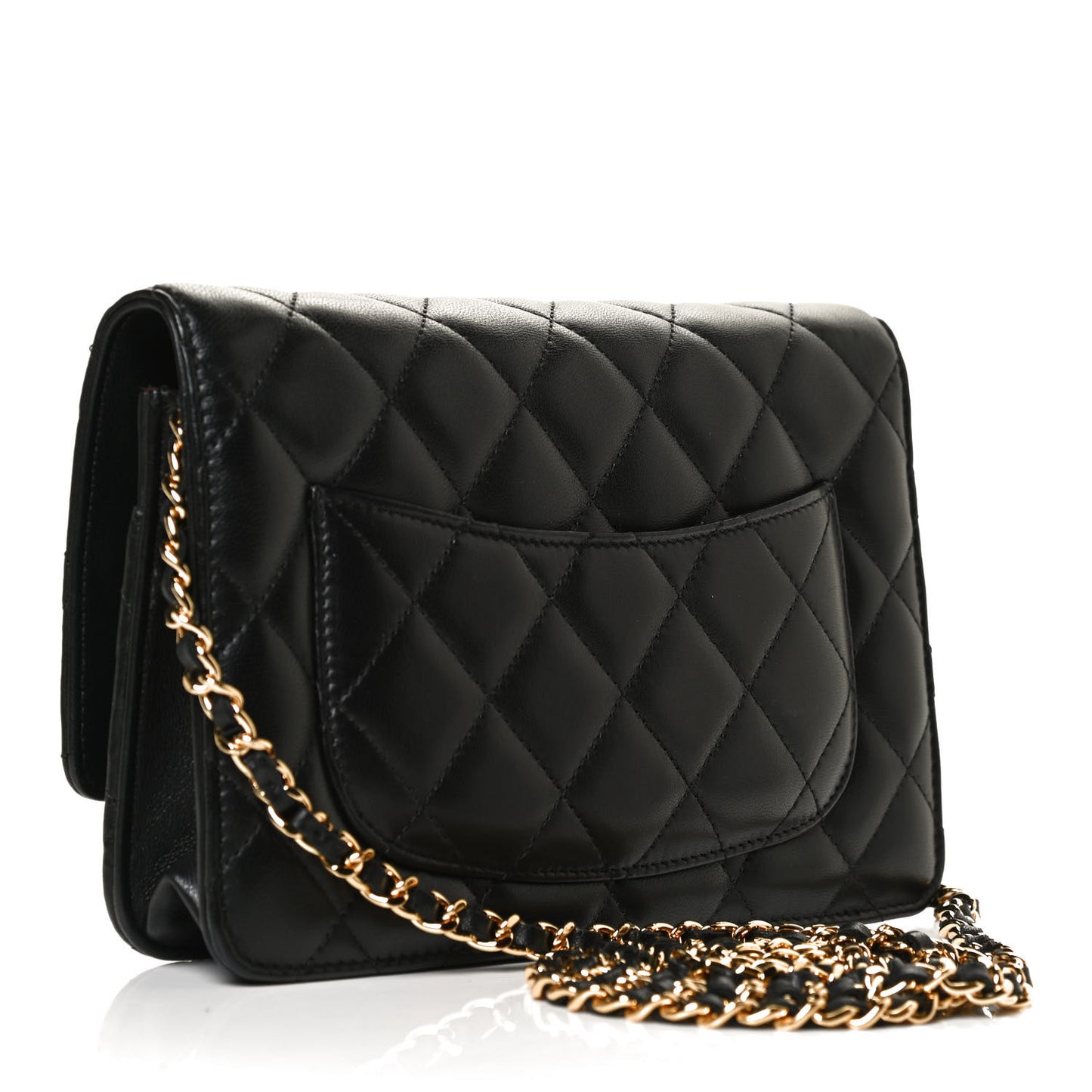 Lambskin Quilted Wallet On Chain WOC Black