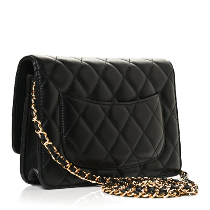 Chanel Lambskin Quilted Wallet On Chain WOC Black 2 of 11