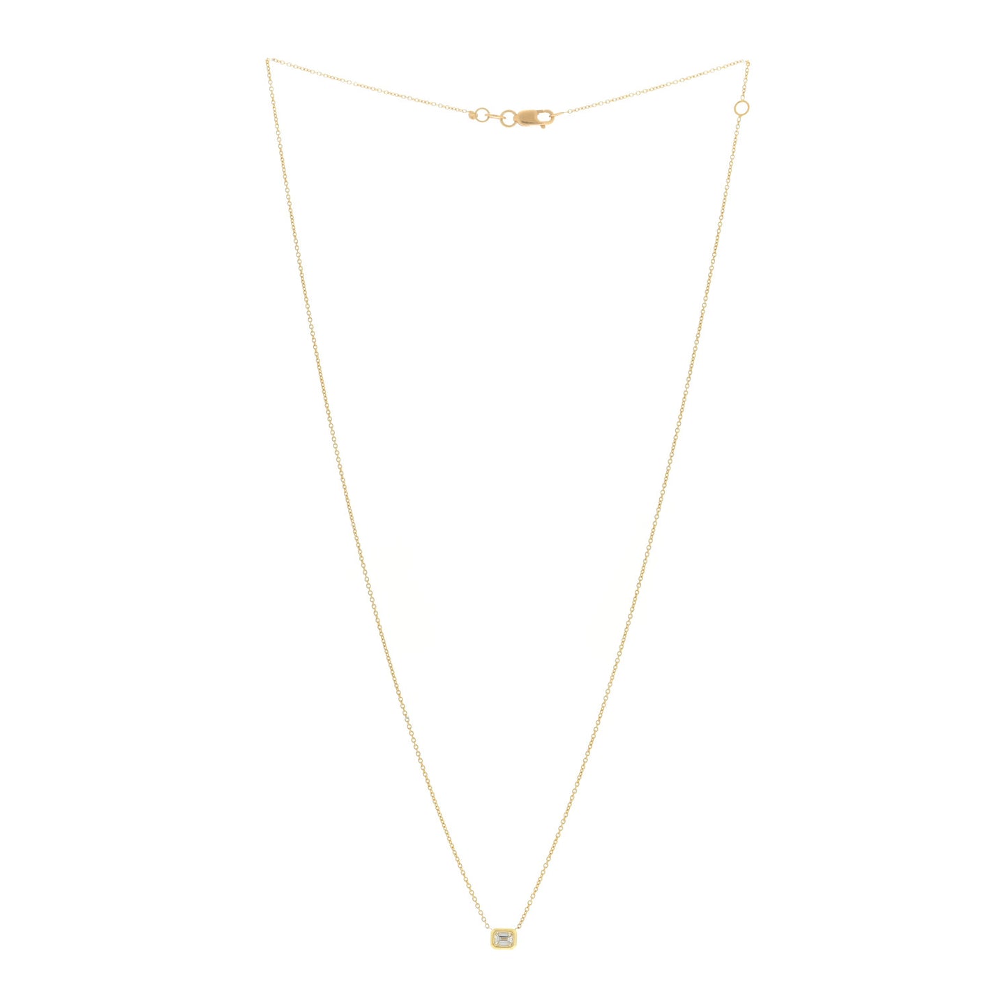 18K Yellow Gold Diamond .17ct Diamonds By The Inch Emerald Cut Necklace