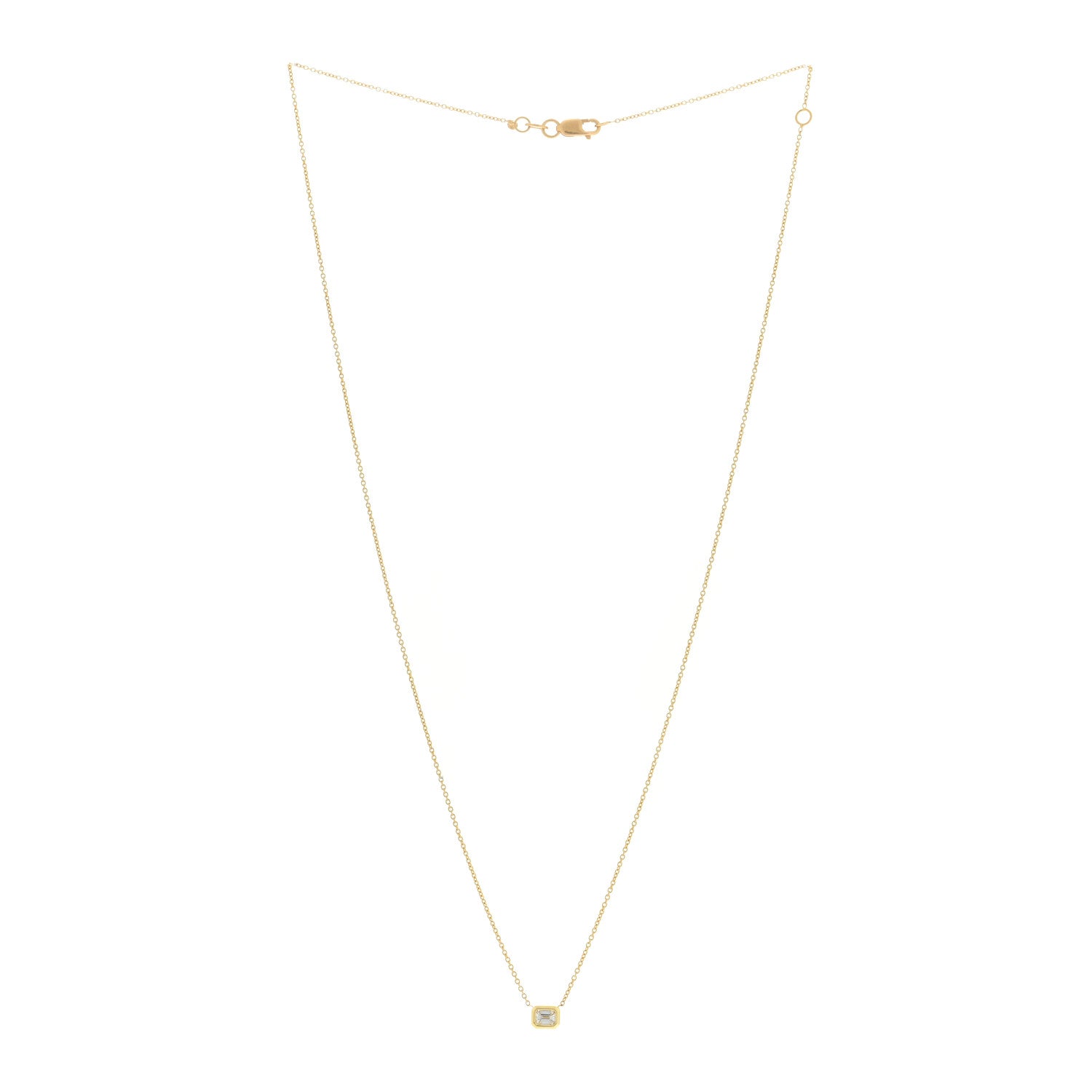 Roberto Coin 18K Yellow Gold Diamond .17ct Diamonds By The Inch Emerald Cut Necklace 1 of 4