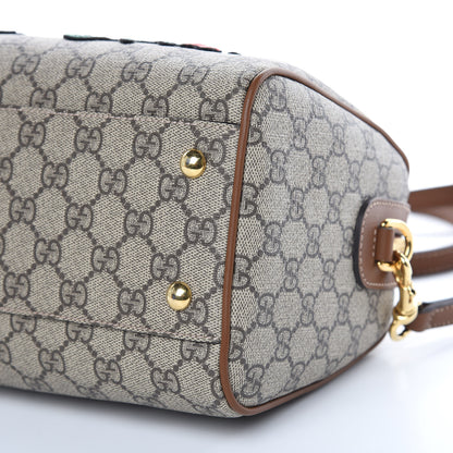 Gucci GG Supreme Monogram Floral Embroidered Small Boston Brown 9 of 11