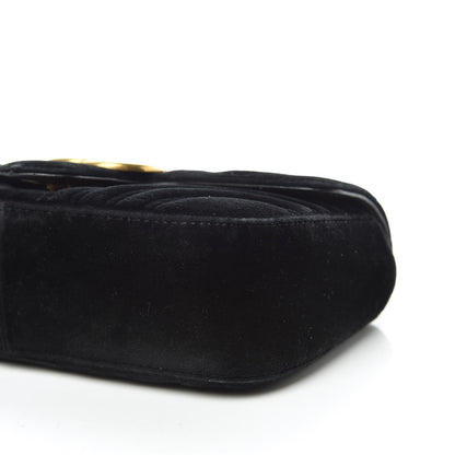 Gucci Velvet Matelasse Mini GG Marmont Shoulder Bag Black 6 of 15