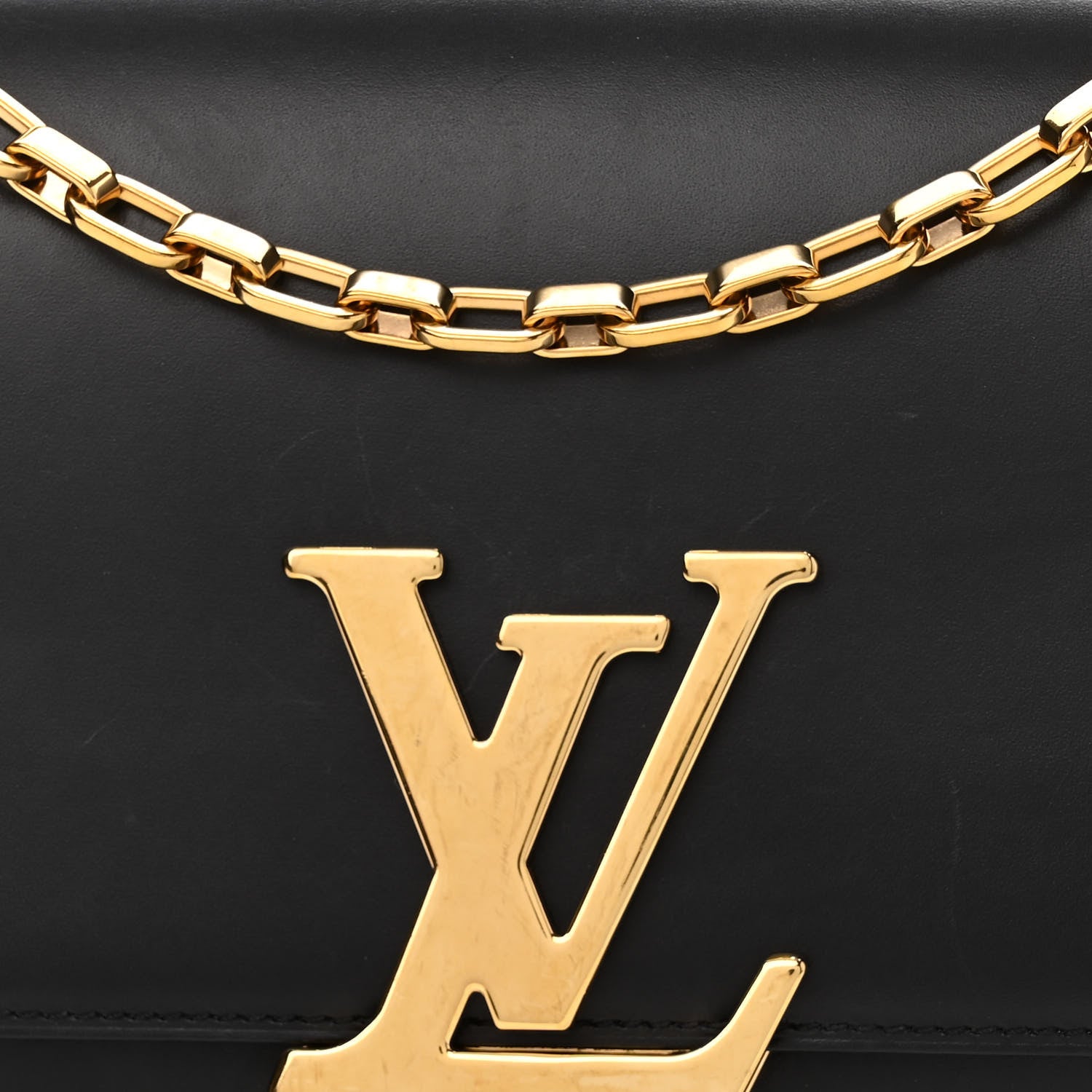Louis Vuitton Calfskin Chain Louise MM Black 7 of 11