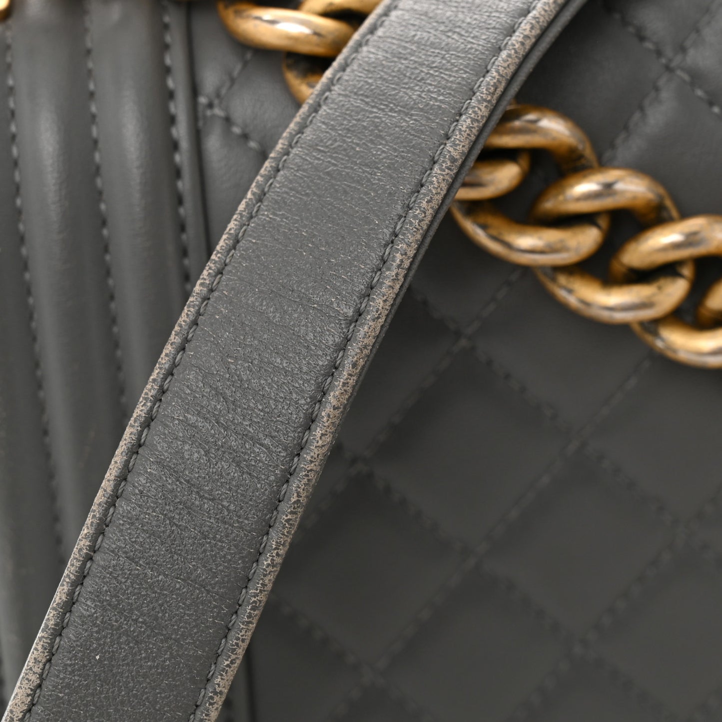 Lambskin Quilted Medium Boy Flap Grey